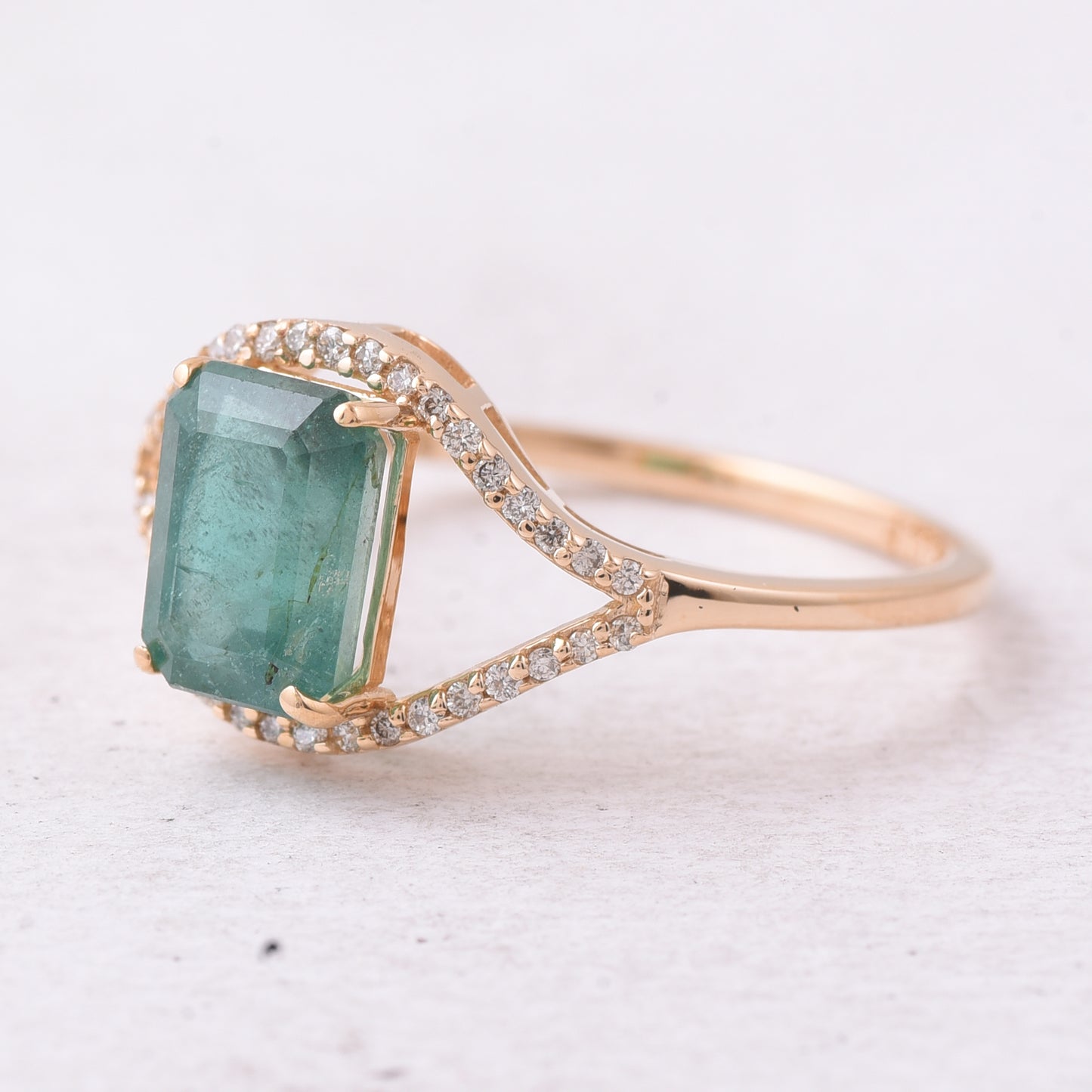 1.80 Ct Octagon Step Cut Natural Emerald 14K Gold Ring