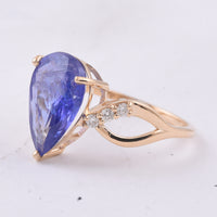 4.13 Ct Pear Natural Tanzanite 14K Gold Ring