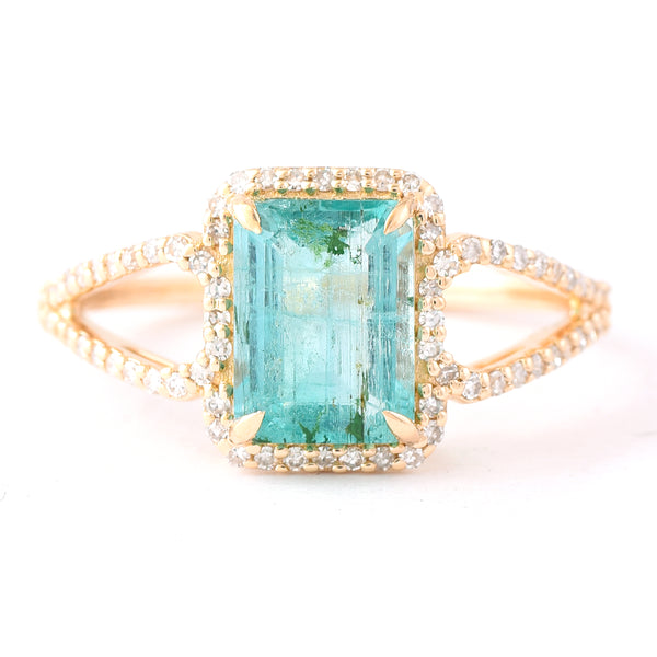 1.81 Ct Octagon Step Cut Natural Emerald 14K Gold Ring