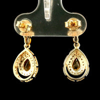 1.90 Ct Pear Multi Sapphire 14K Gold Earrings