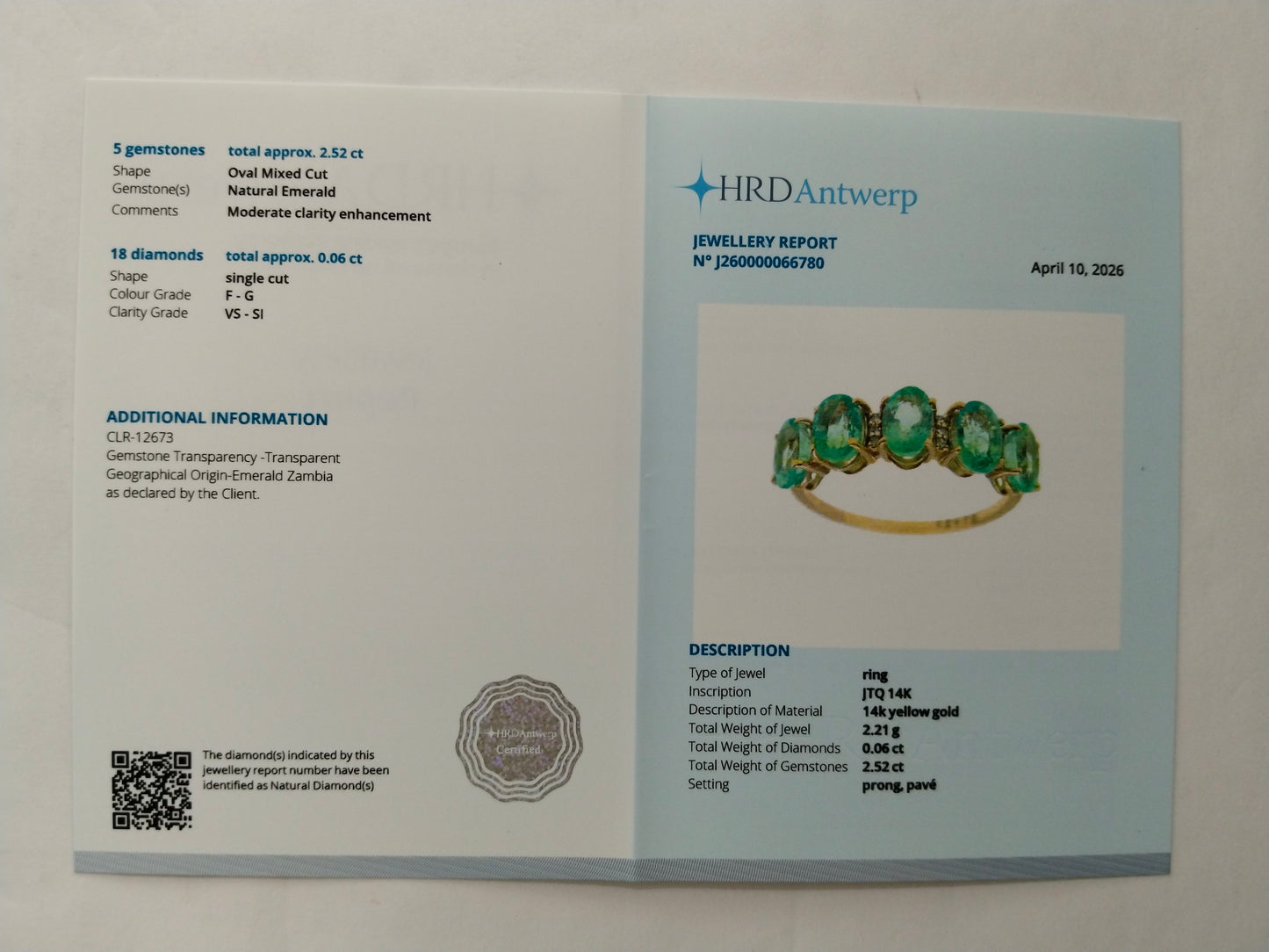 2.58 Ct Oval Mixed Cut Natural Emerald 14K Gold Ring