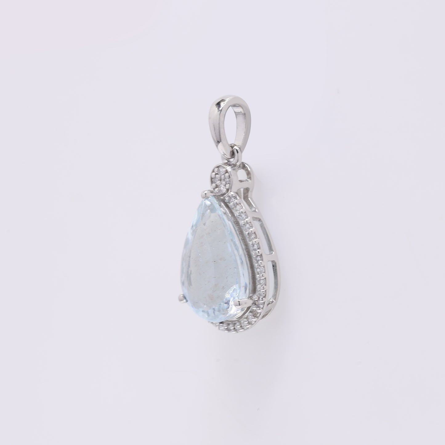 2.57 Ct Pear Mixed Cut Natural Aquamarine 950 Platinum Pendant
