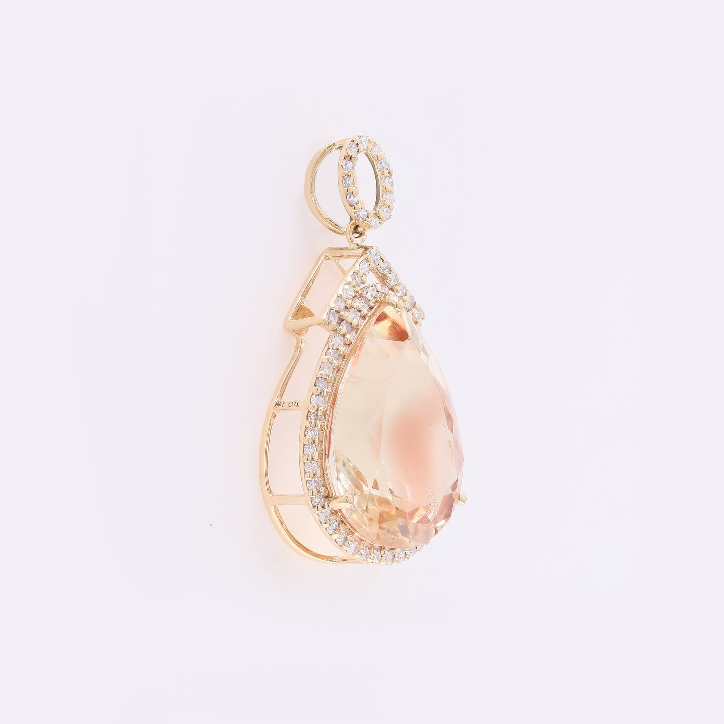 6.15 Ct Pear Mixed Cut Natural Sunstone 14K Gold Pendant