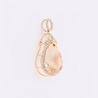 6.15 Ct Pear Mixed Cut Natural Sunstone 14K Gold Pendant