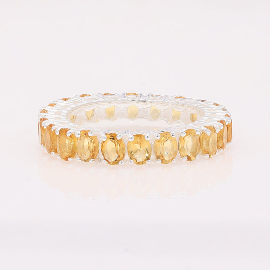 3.25 Ct Oval Citrine 925 Silver Ring