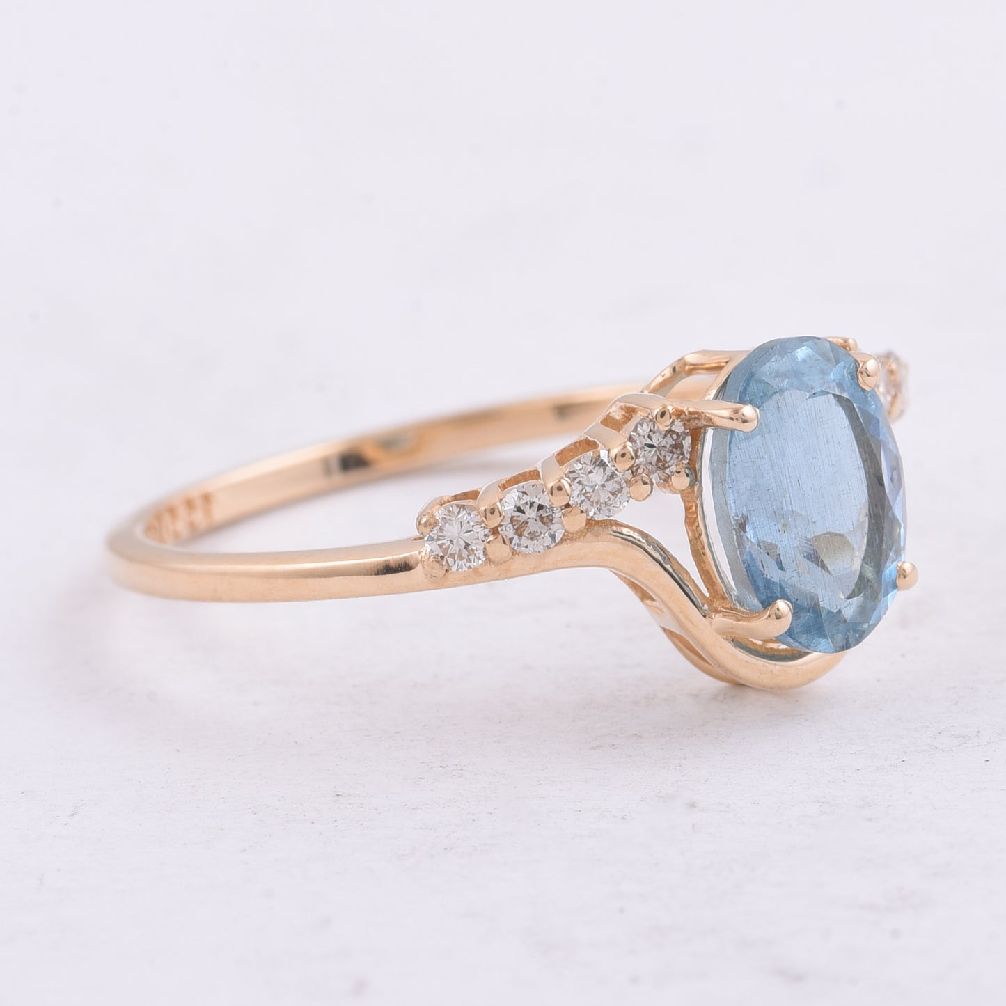 1.40 Ct Pear Natural Aquamarine 14K Gold Ring