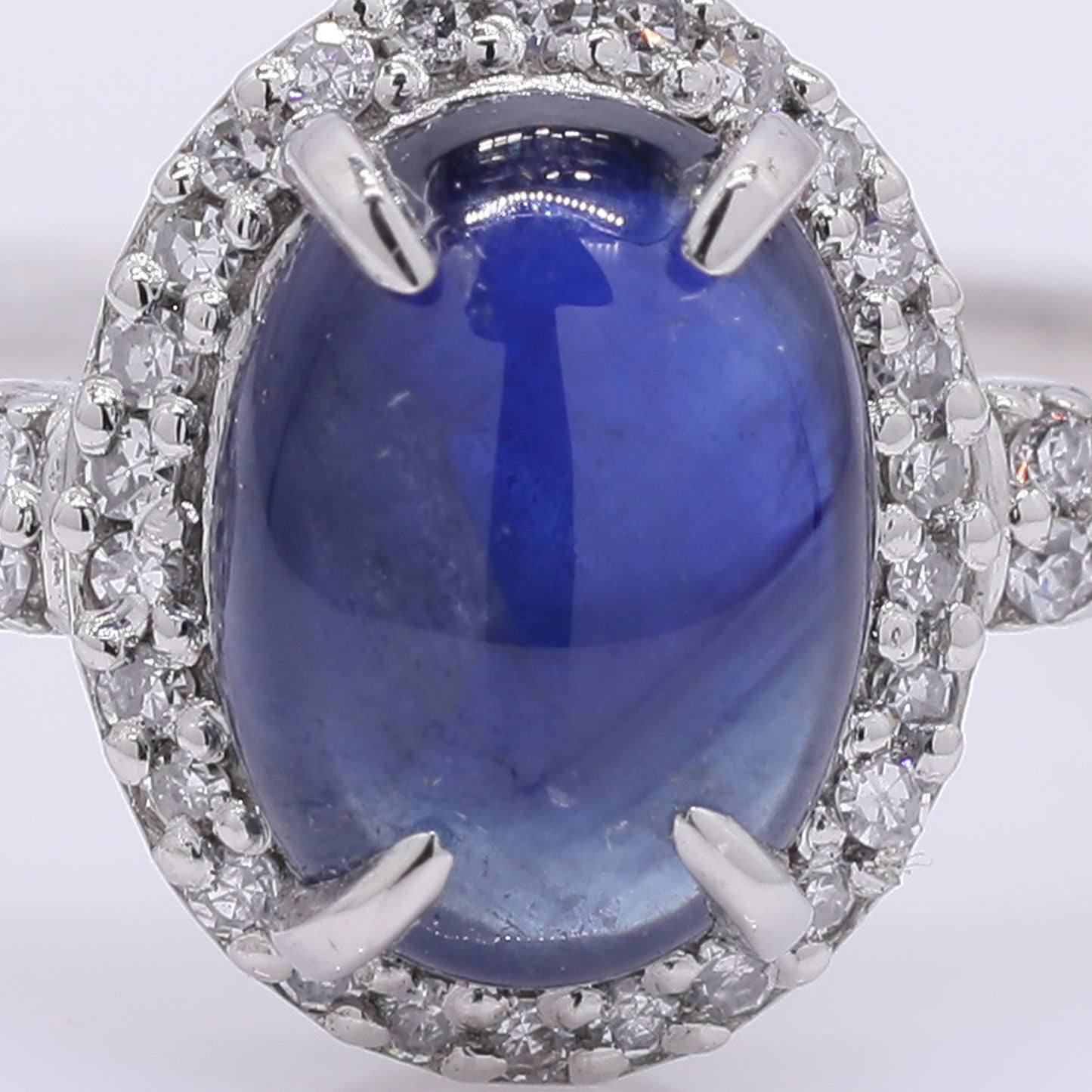 2.00 Ct Oval Cabochon Cut Natural Sapphire 950 Platinum Ring