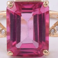 2.69 Ct Octagon Step Cut Natural Pink Topaz 14K Gold Ring