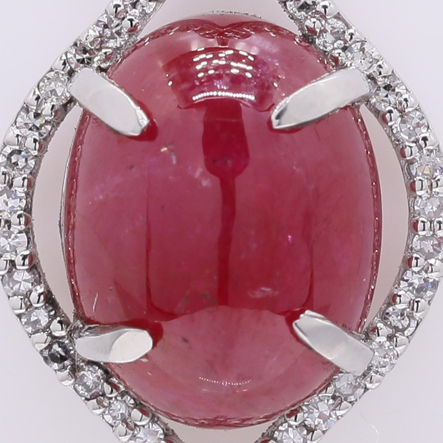 5.05 Ct Oval Cabochon Cut Natural Ruby 950 Platinum Pendant