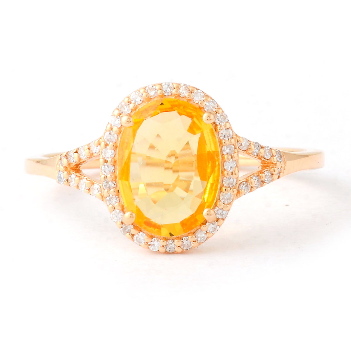 1.35 Ct Oval Mixed Cut Natural Yellow Sapphire 14K Gold Ring