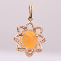 1.79 Ct Oval Mixed Cut Natural Fire Opal 14K Gold Pendant