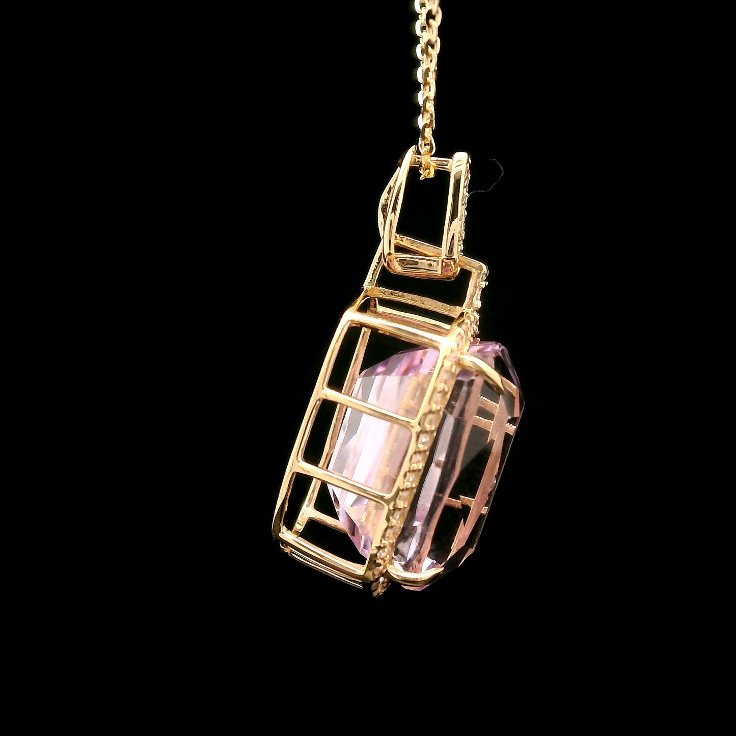 9.68 Ct Cushion Kunzite 14K Gold Pendant