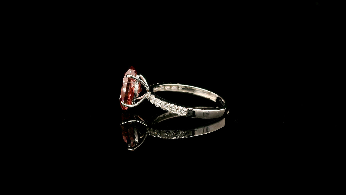3.44 Carats Pink Lab Grown Diamond 14K Gold Ring