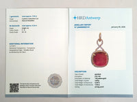 7.70 Ct Cushion Cabochon Cut Natural Rubellite 14K Gold Pendant