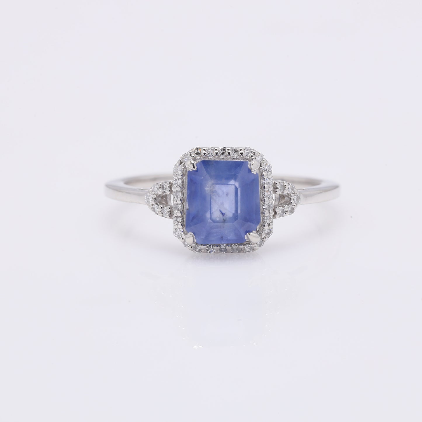2.02 Ct Octagon Step Cut Natural Sapphire 950 Platinum Ring