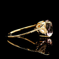 3.34 Ct Pear Kunzite 14K Gold Ring