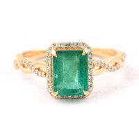 1.89 Ct Octagon Step Cut Natural Emerald 14K Gold Ring