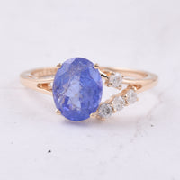 2.48 Ct Oval Natural Tanzanite 14K Gold Ring