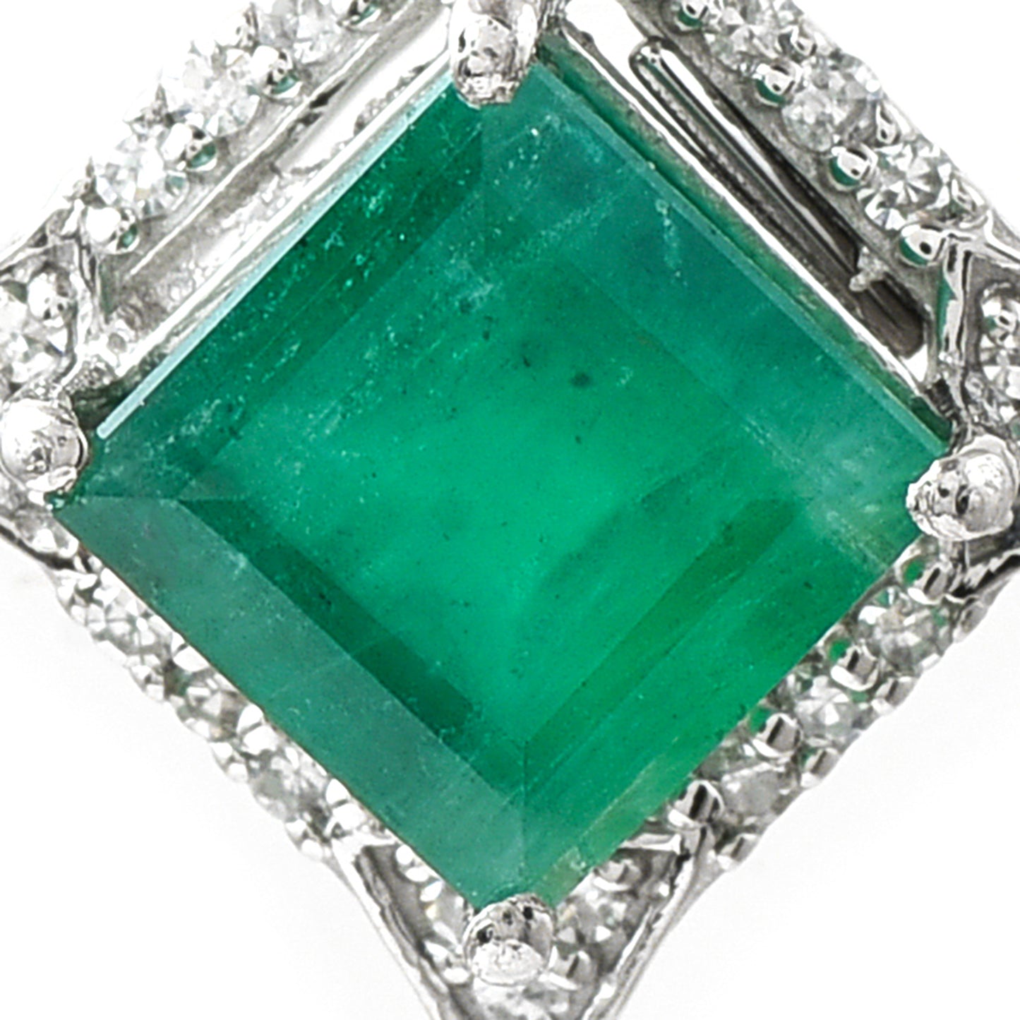 1.52 Ct Square Emerald 950 Platinum Pendant