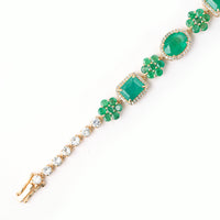 13.90 Ct Natural Emerald 14K Gold Bracelet