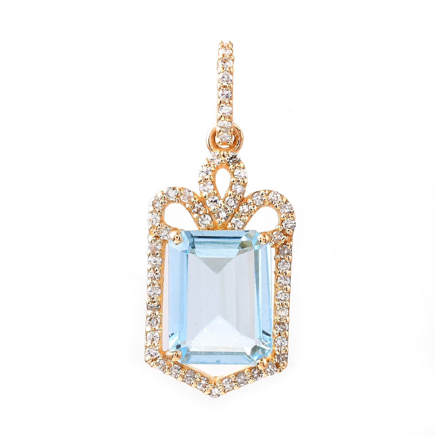 1.69 Ct Octagon Step Cut Natural Aquamarine 14K Gold Pendant