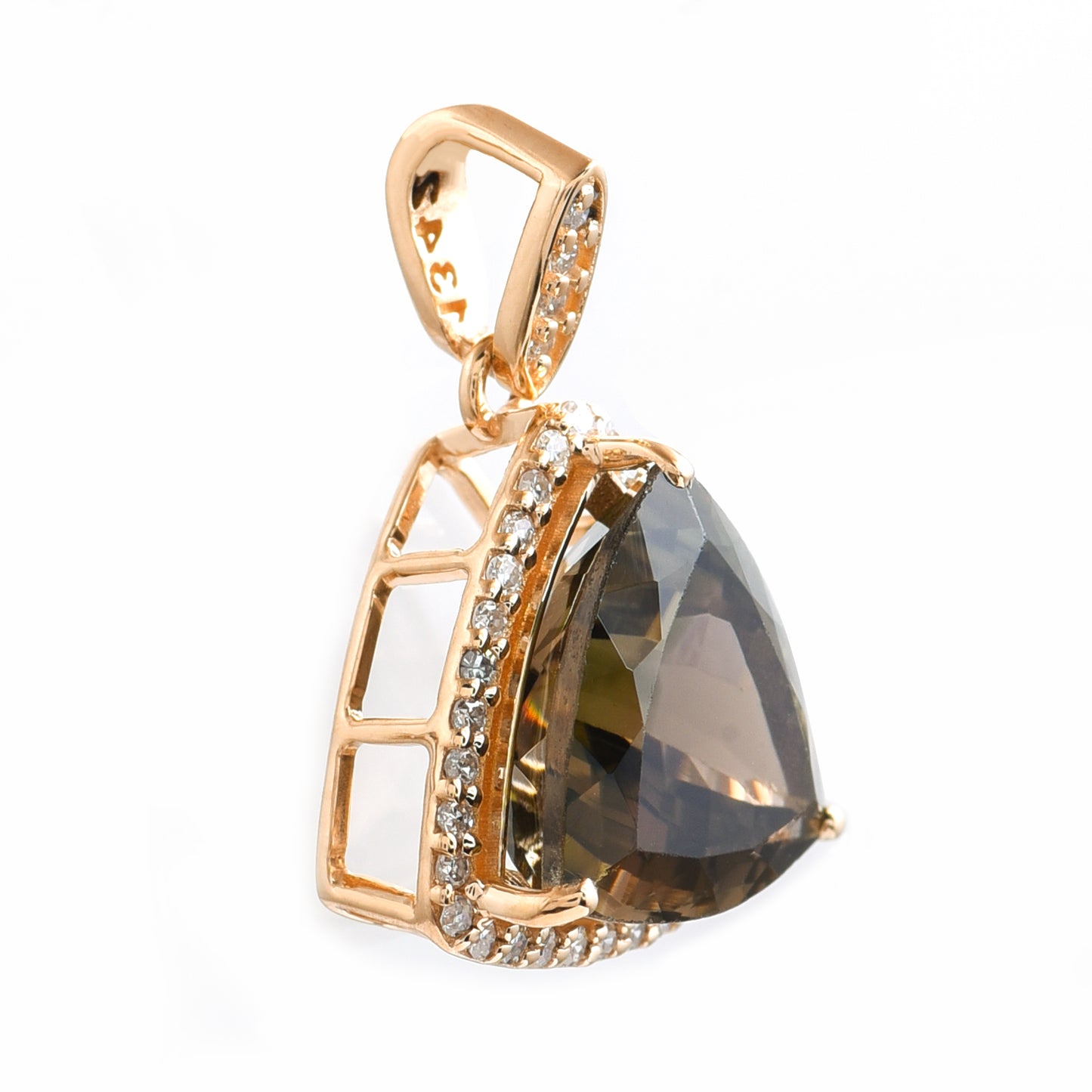 3.40 Ct Trillion Tourmaline 14K Gold Pendant