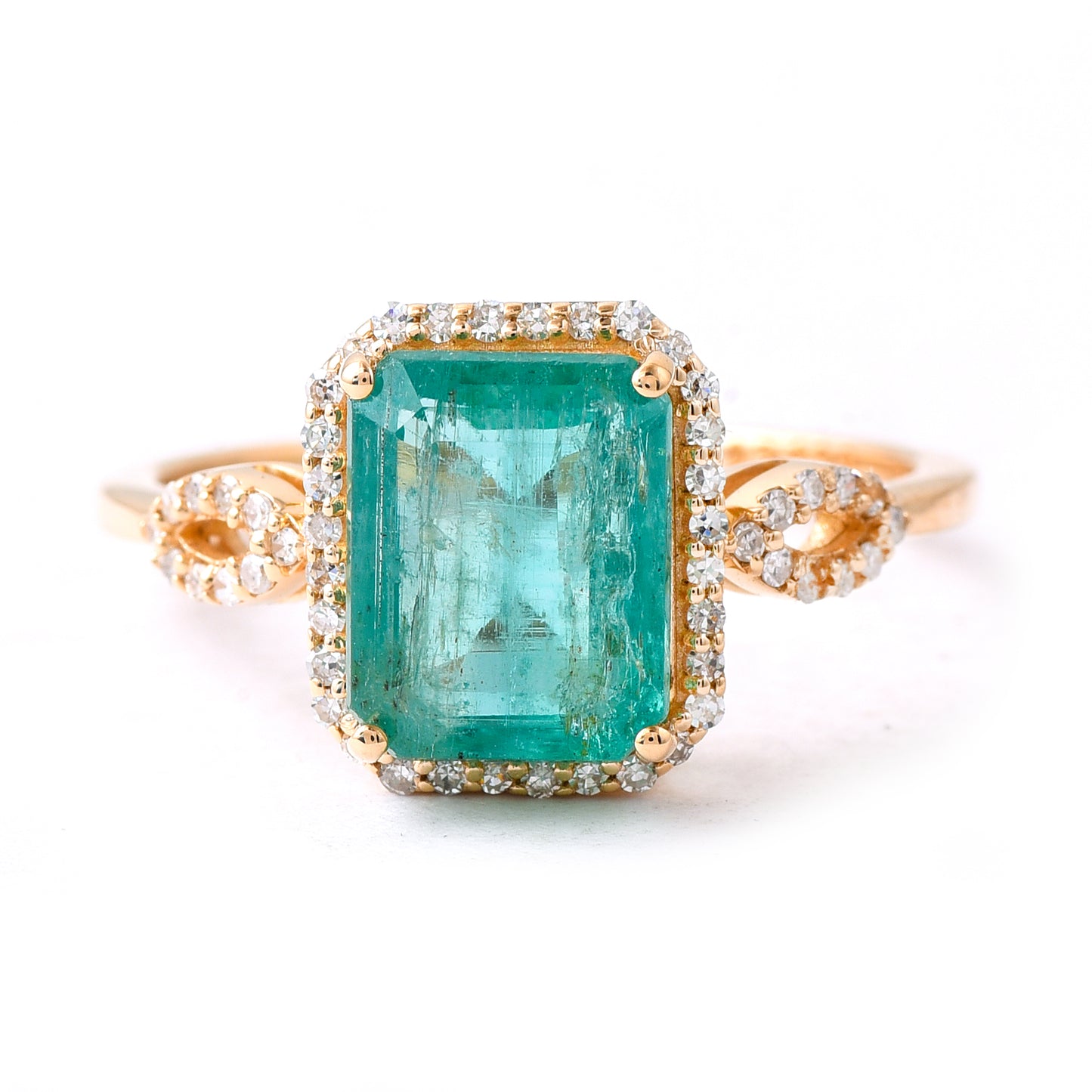 2.67 Ct Octagon Step Cut Natural Emerald 14K Gold Ring