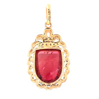 6.56 Ct Fancy Cabochon Cut Natural Tourmaline 14K Gold Pendant