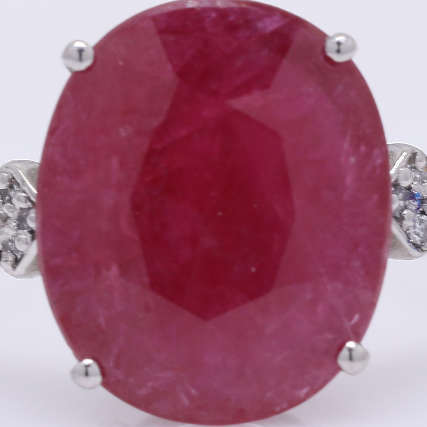 4.17 Ct Oval Mixed Cut Natural Ruby 950 Platinum Ring