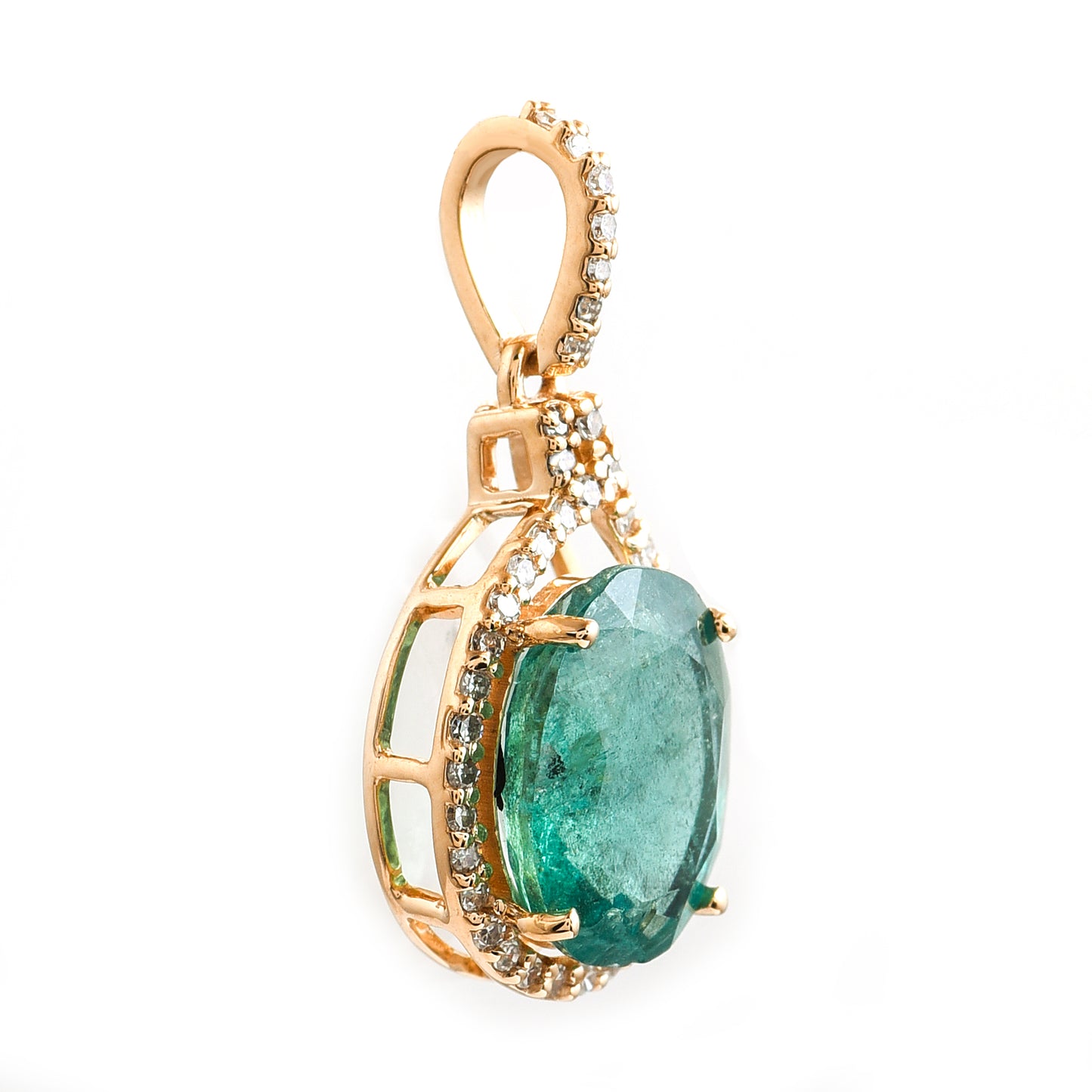2.38 Ct Oval Emerald 14K Gold Pendant