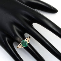 1.97 Ct Oval Mixed Cut Natural Beryl Emerald 14K Gold Ring