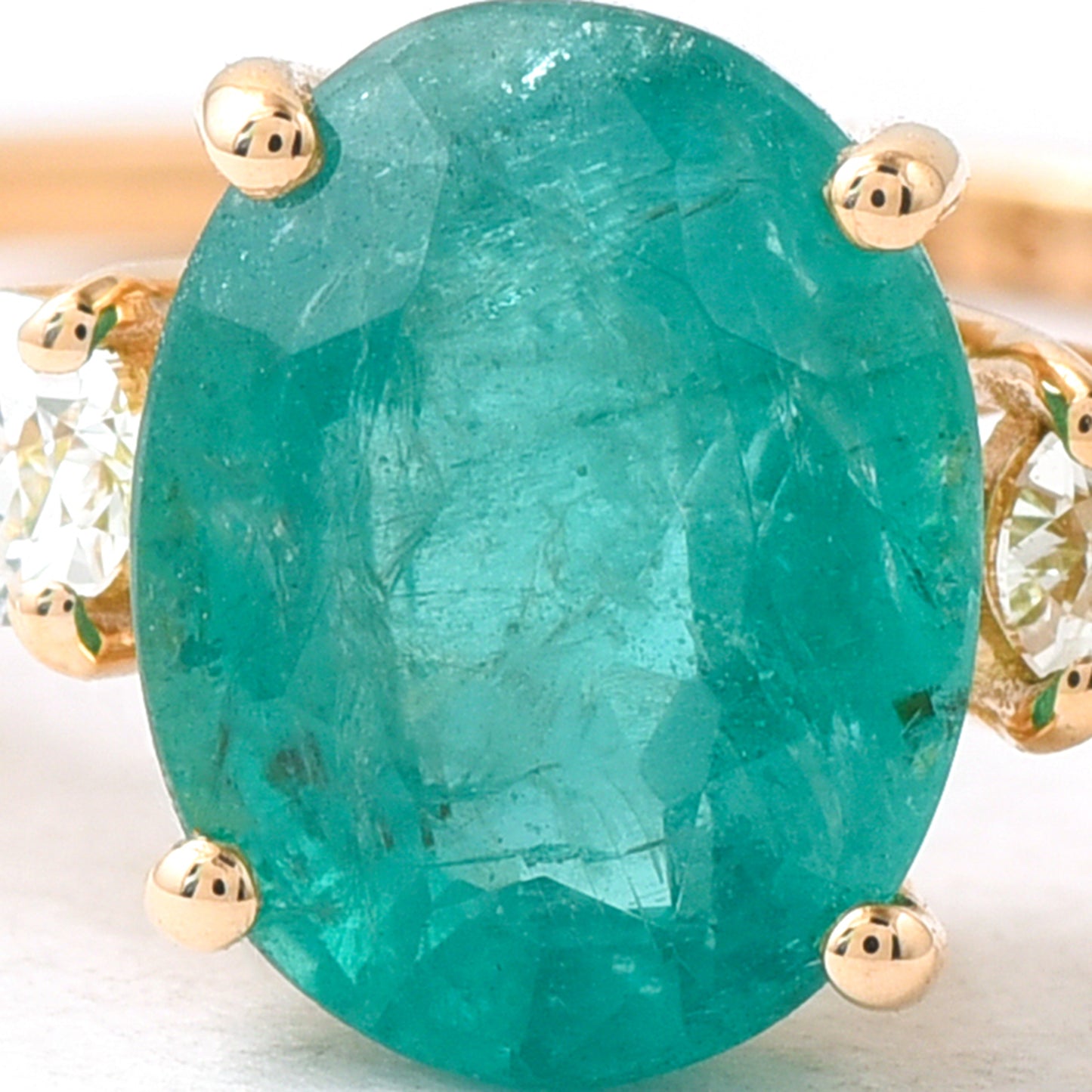 1.71 Ct Oval Mixed Cut Natural Emerald 14K Gold Ring