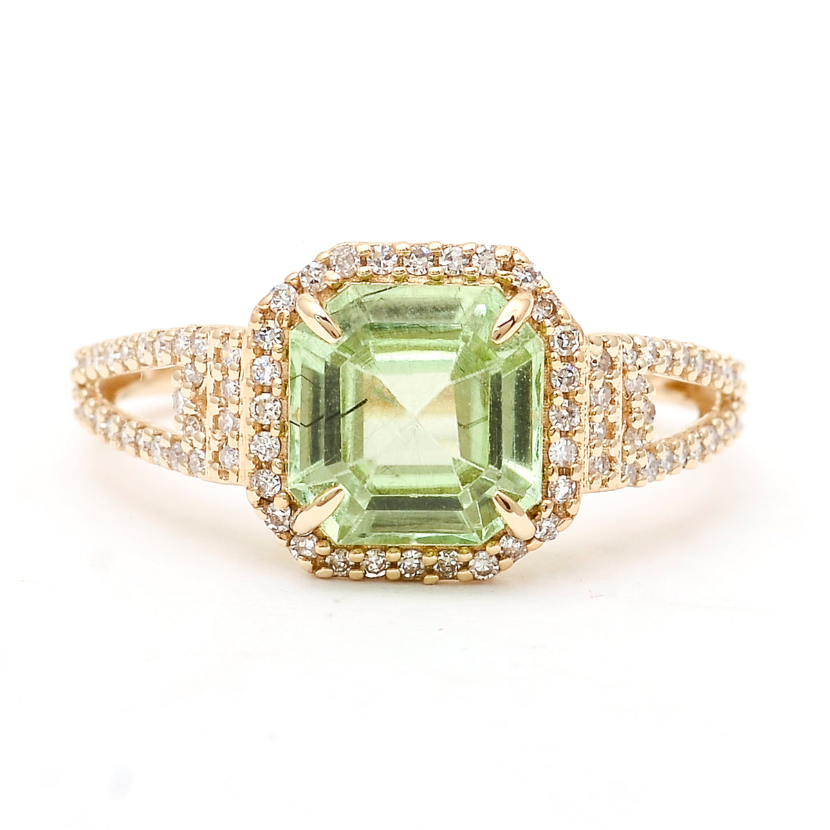 2.30 Ct Octagon Natural Eridot 14K Gold Ring