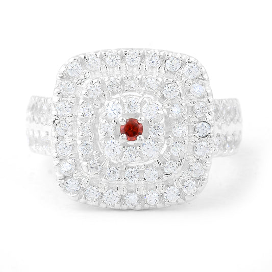 2.21 Ct Round Garnet, Cubic Zirconia 925 Sterling Silver Ring