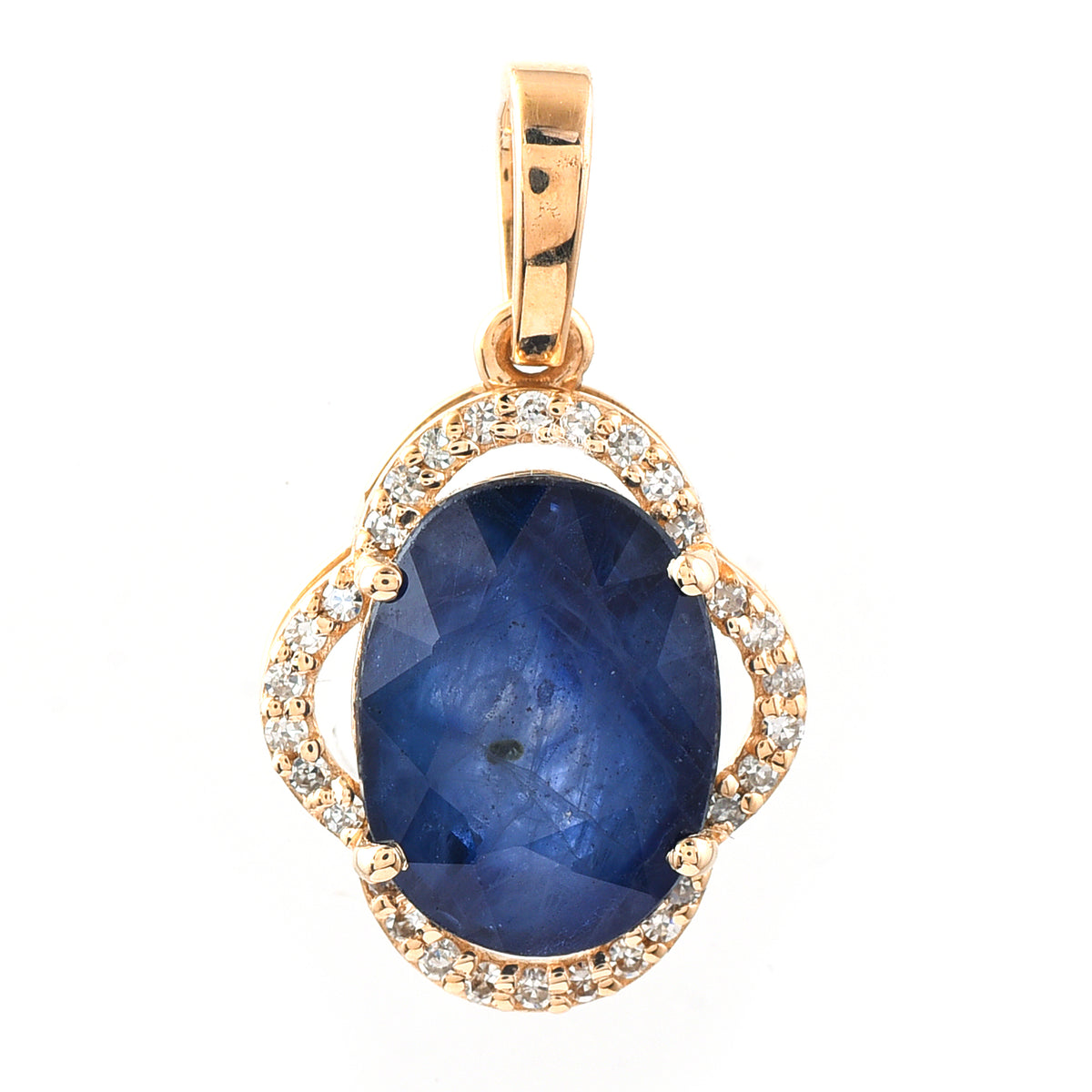 3.07 Ct Oval Mixed Cut Natural Sapphire 14K Gold Pendant