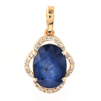 3.07 Ct Oval Mixed Cut Natural Sapphire 14K Gold Pendant