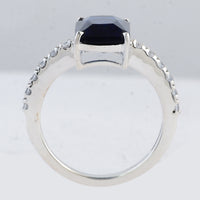 3.57 Ct Octagon Created Glass Sapphire 925 Sterling Silver Ring