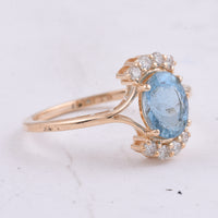 1.39 Ct Oval Natural Aquamarine 14K Gold Ring