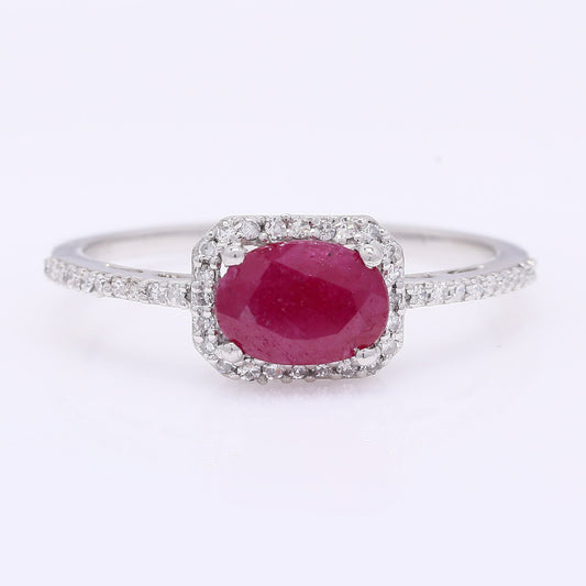 1.10 Ct Oval Mixed Cut Natural Ruby 950 Platinum Ring