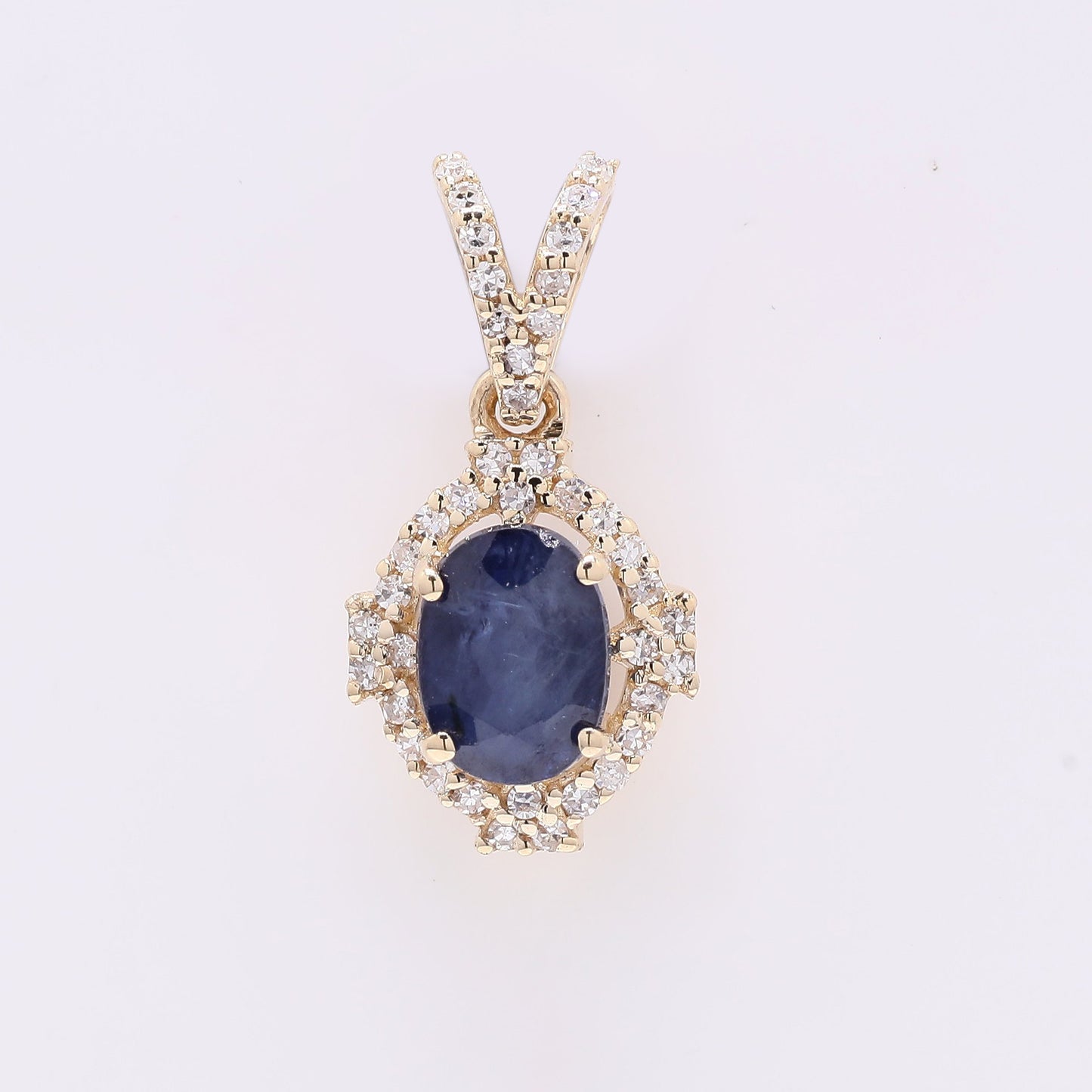 1.25 Ct Oval Mixed Cut Natural Sapphire 14K Gold Pendant
