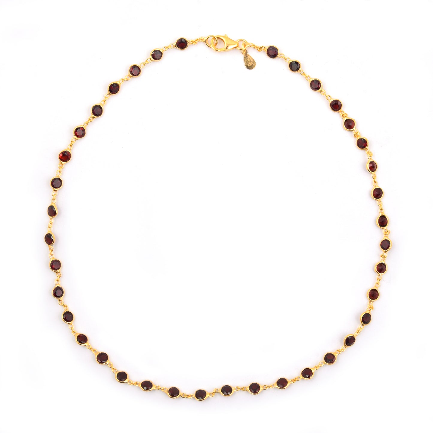 12.18 Ct Round Garnet 925 Silver Necklace
