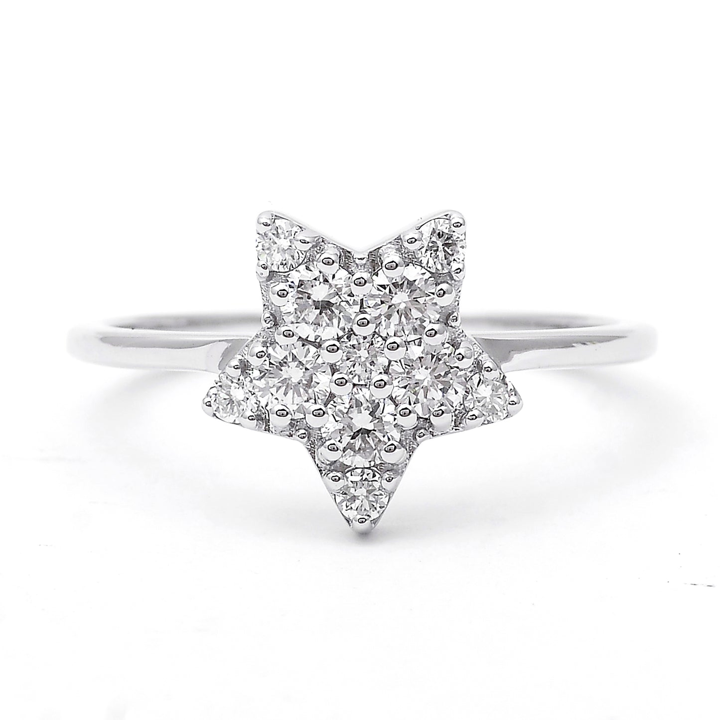 0.56 Ct Round Lab Grown Diamond 925 Sterling Silver Ring