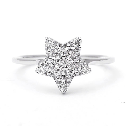 0.56 Ct Round Lab Grown Diamond 925 Sterling Silver Ring