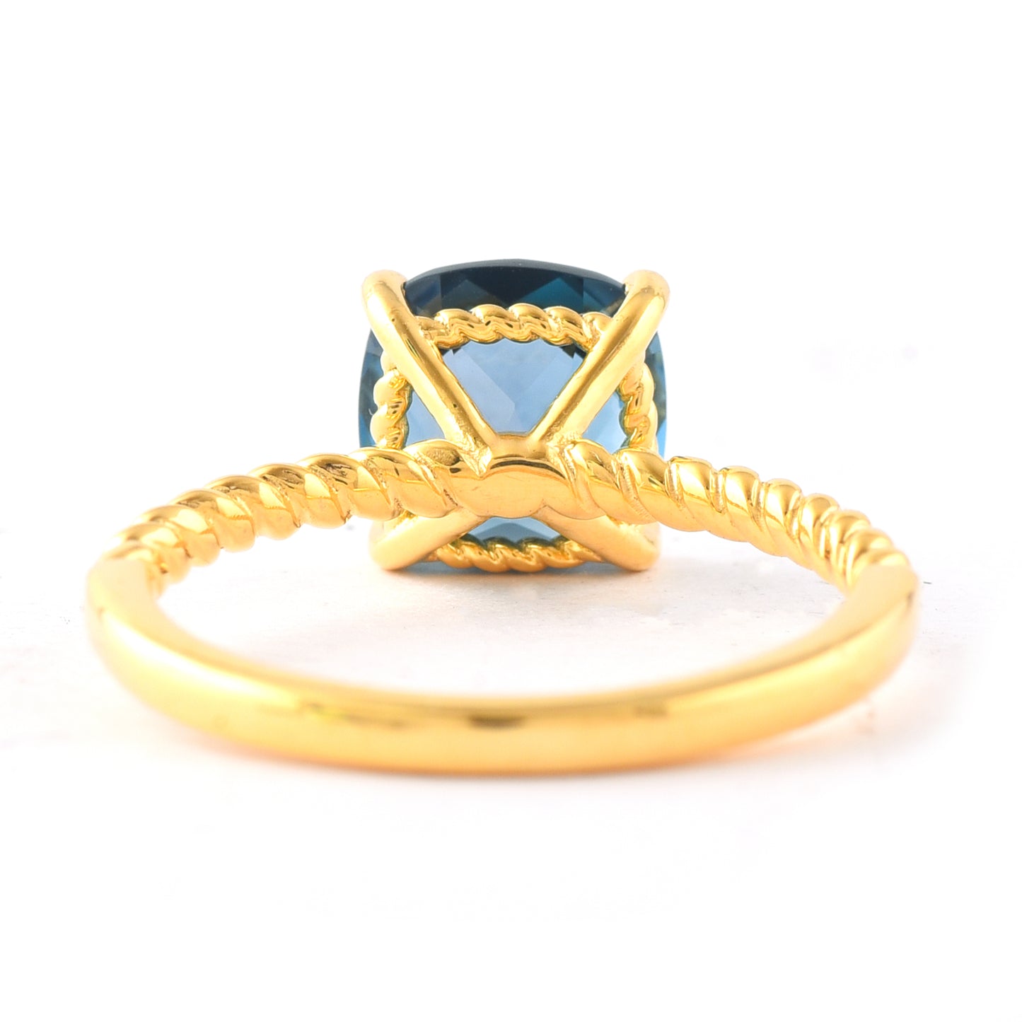 2.73 Ct Cushion London Blue Topaz 925 Sterling Silver Ring