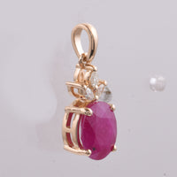 2.43 Ct Oval Natural Ruby 14K Gold Pendant