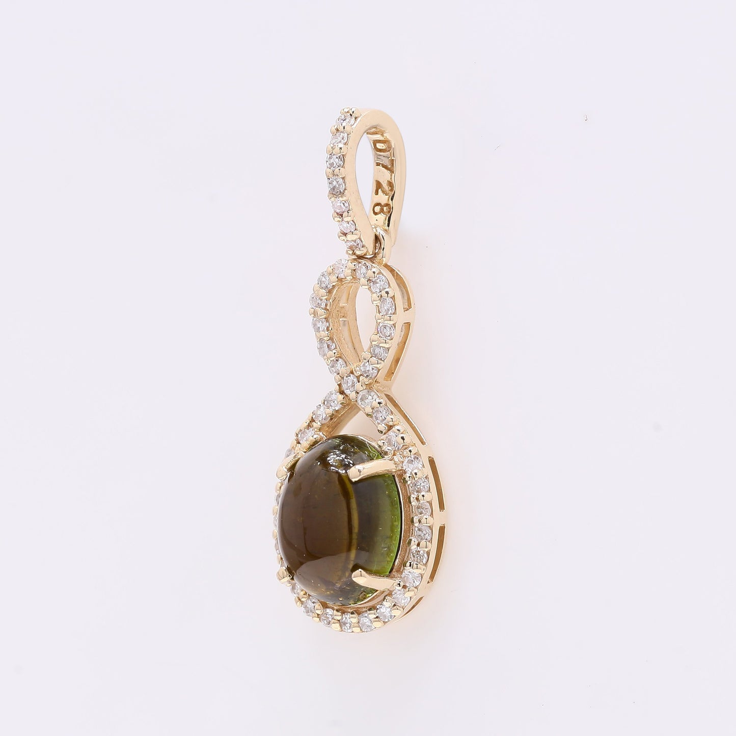 1.49 Ct Oval Cabochon Cut Natural Tourmaline 14K Gold Pendant