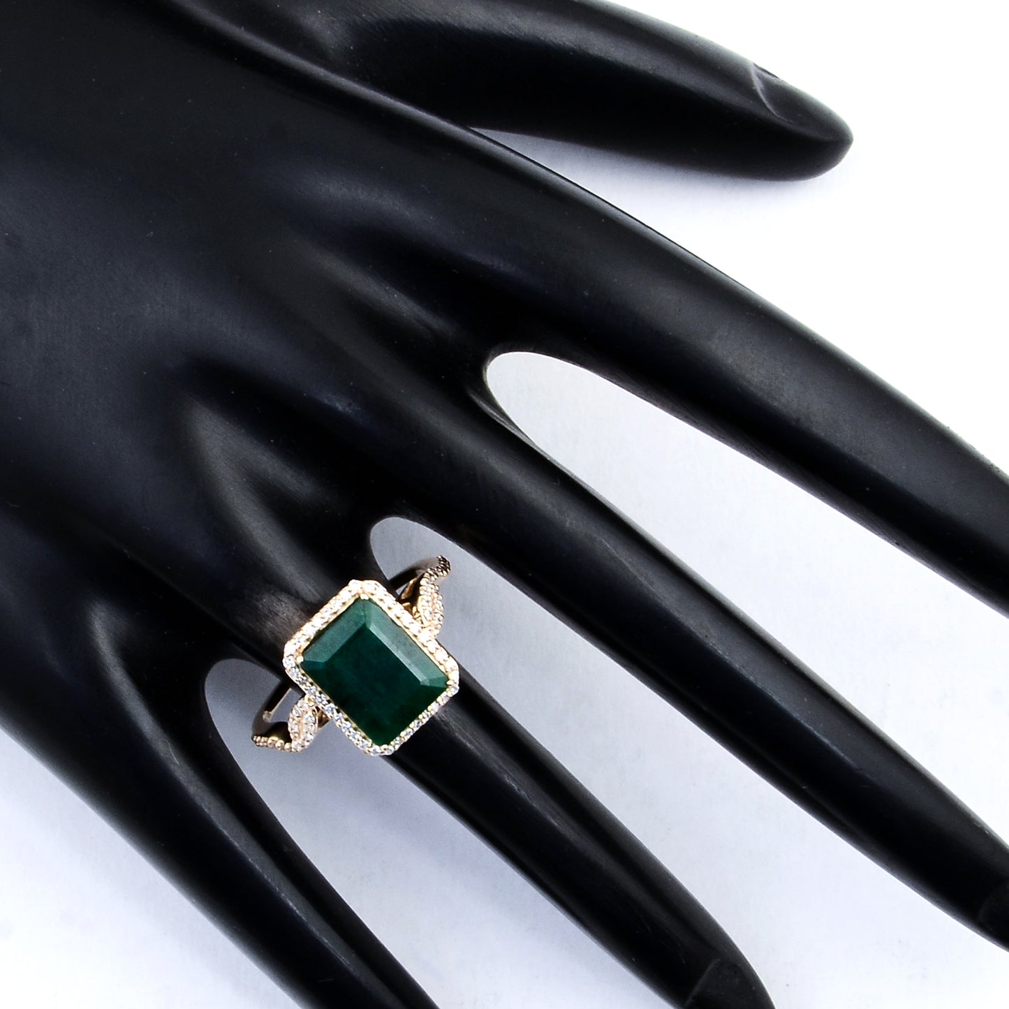 3.33 Ct Emerald Cut Natural Beryl Emerald 14K Gold Ring
