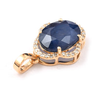3.07 Ct Oval Mixed Cut Natural Sapphire 14K Gold Pendant