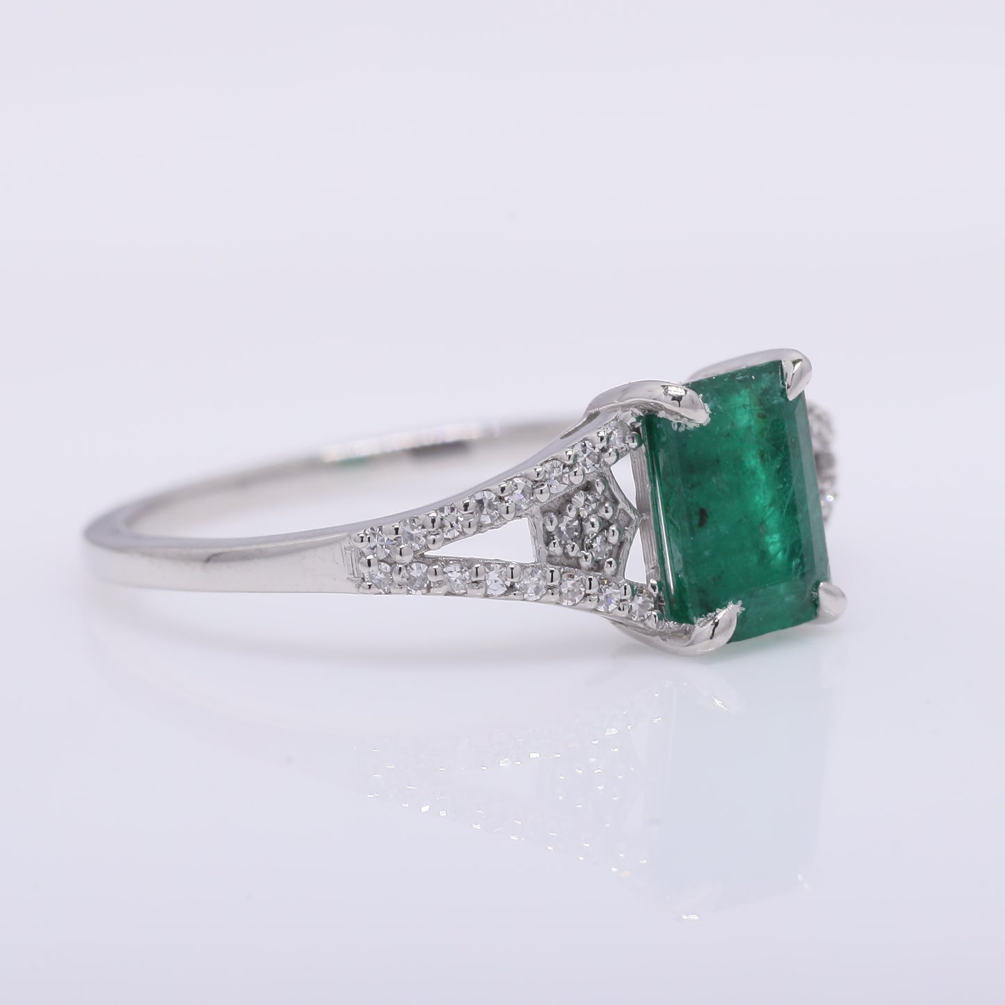 1.10 Ct Octagon Step Cut Natural Emerald 950 Platinum Ring