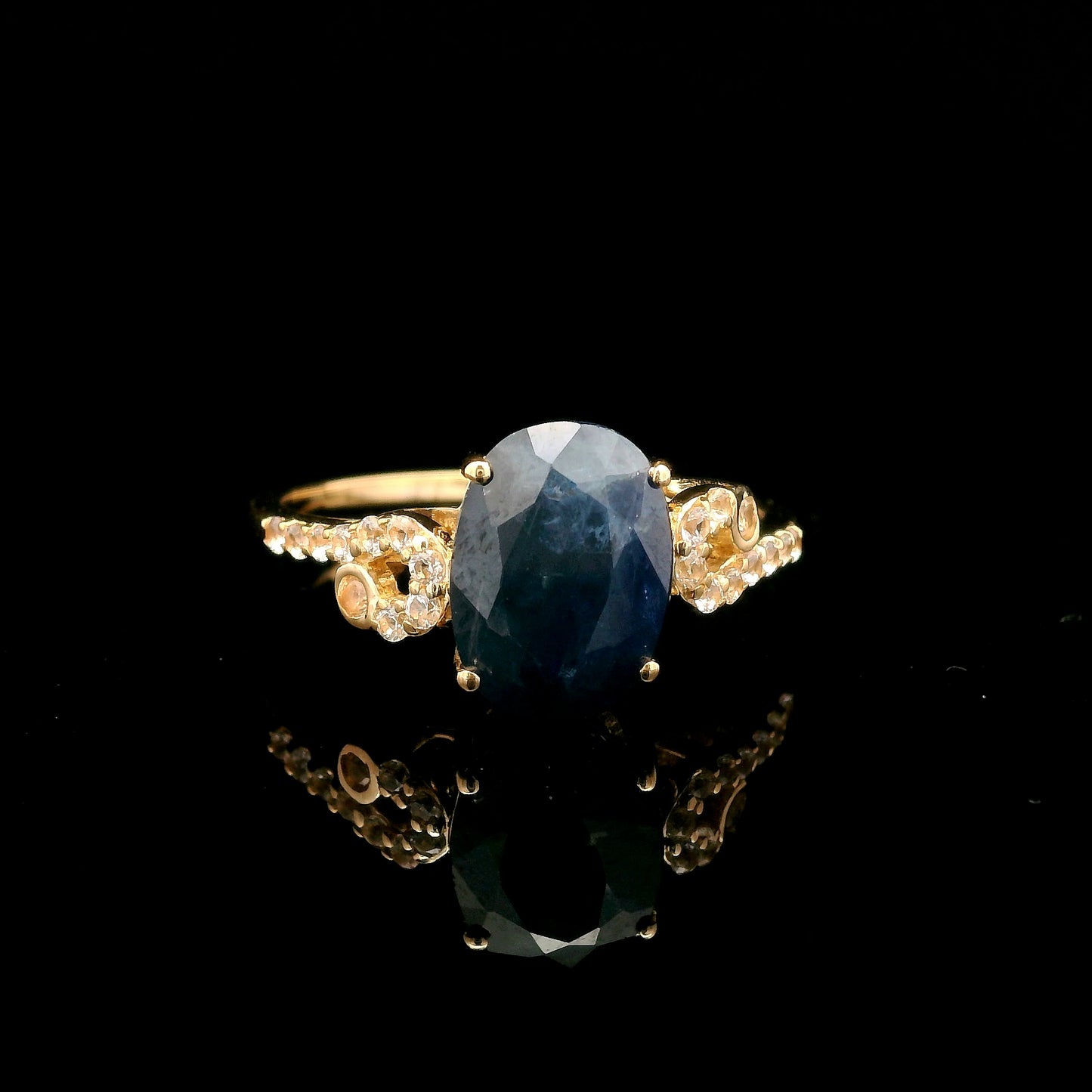 2.73 Ct Oval Mixed Cut Natural Corundum Sapphire 14K Gold Ring